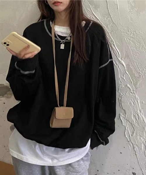 sakishimatokyo（サキシマトーキョー）の「アウトステッチトレーナー/スウェット/ユニセックス（スウェット・レディース・ブラック/ベージュ/グレー/ホワイト/ネイビー・FREE）」の10枚目の写真