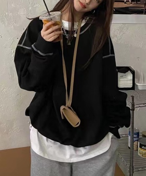 sakishimatokyo（サキシマトーキョー）の「アウトステッチトレーナー/スウェット/ユニセックス（スウェット・レディース・ブラック/ベージュ/グレー/ホワイト/ネイビー・FREE）」の11枚目の写真