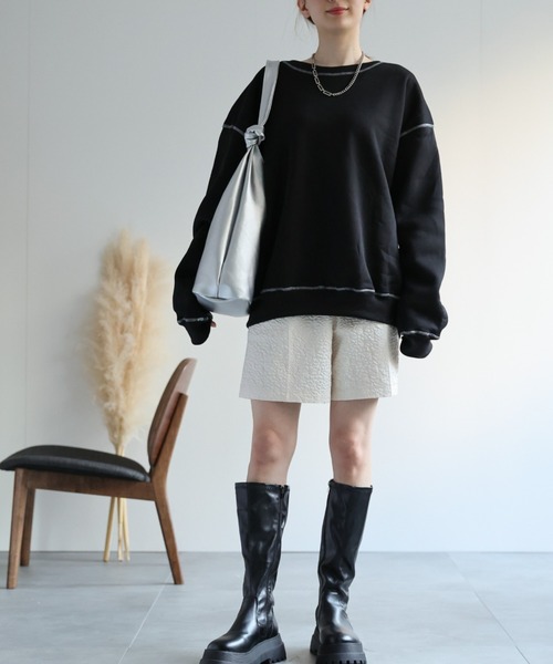 sakishimatokyo（サキシマトーキョー）の「アウトステッチトレーナー/スウェット/ユニセックス（スウェット・レディース・ブラック/ベージュ/グレー/ホワイト/ネイビー・FREE）」の20枚目の写真