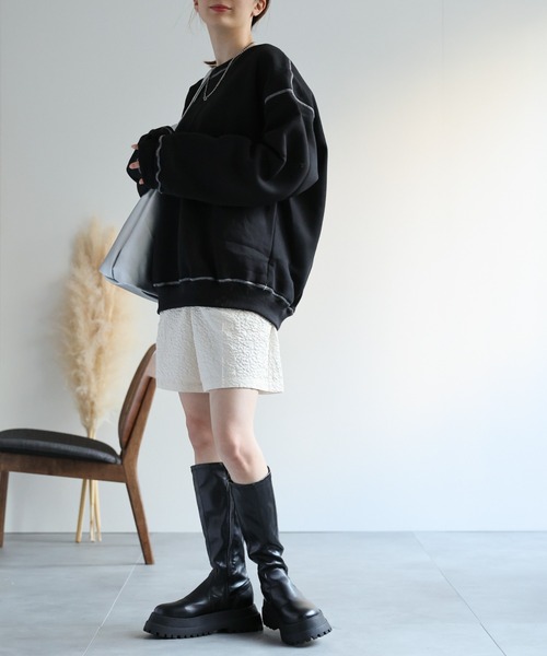 sakishimatokyo（サキシマトーキョー）の「アウトステッチトレーナー/スウェット/ユニセックス（スウェット・レディース・ブラック/ベージュ/グレー/ホワイト/ネイビー・FREE）」の21枚目の写真