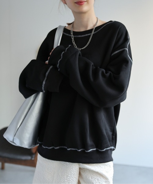 sakishimatokyo（サキシマトーキョー）の「アウトステッチトレーナー/スウェット/ユニセックス（スウェット・レディース・ブラック/ベージュ/グレー/ホワイト/ネイビー・FREE）」の15枚目の写真