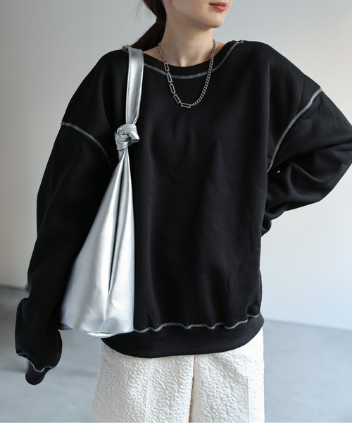 sakishimatokyo（サキシマトーキョー）の「アウトステッチトレーナー/スウェット/ユニセックス（スウェット・レディース・ブラック/ベージュ/グレー/ホワイト/ネイビー・FREE）」の18枚目の写真