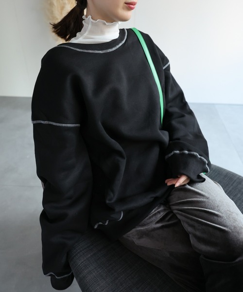 sakishimatokyo（サキシマトーキョー）の「アウトステッチトレーナー/スウェット/ユニセックス（スウェット・レディース・ブラック/ベージュ/グレー/ホワイト/ネイビー・FREE）」の13枚目の写真