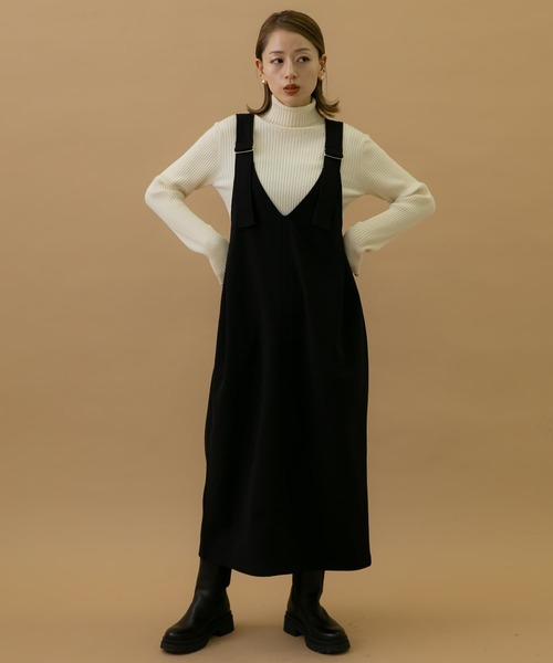 URBAN RESEARCH Sonny Label（アーバンリサーチサニーレーベル）の「Vネックジャンパースカート（ジャンパースカート・レディース・キャメル/ブラック・FREE）」の8枚目の写真