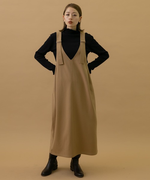 URBAN RESEARCH Sonny Label（アーバンリサーチサニーレーベル）の「Vネックジャンパースカート（ジャンパースカート・レディース・キャメル/ブラック・FREE）」の18枚目の写真