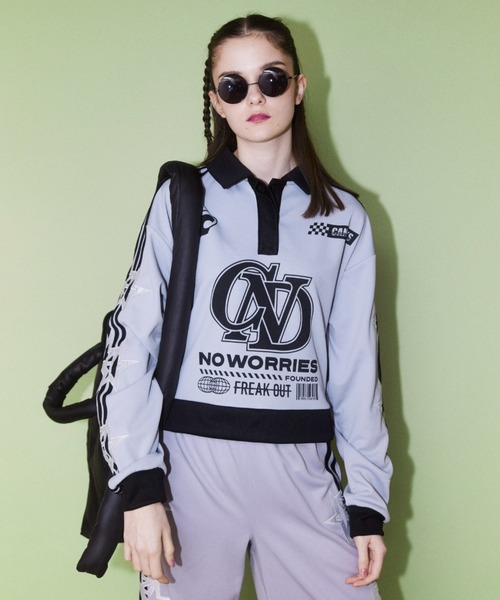 Candy Stripper（キャンディストリッパー）の「NO WORRIES POLO トップス（ポロシャツ・レディース・ピンク/グレー/ブラック・2）」の5枚目の写真