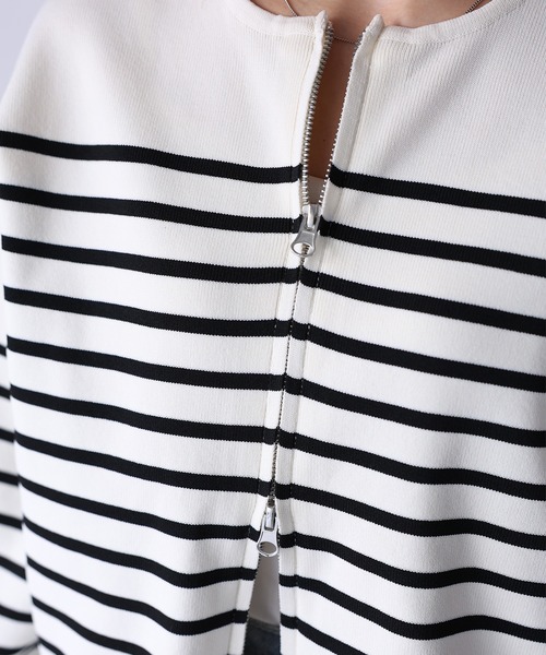 Riberry（リベリー）の「スポンディッシュダブルジップカーデ（カーディガン/ボレロ・レディース・ブラック/ホワイト×ブラック/グレイッシュベージュ/オフホワイト・FREE）」の22枚目の写真