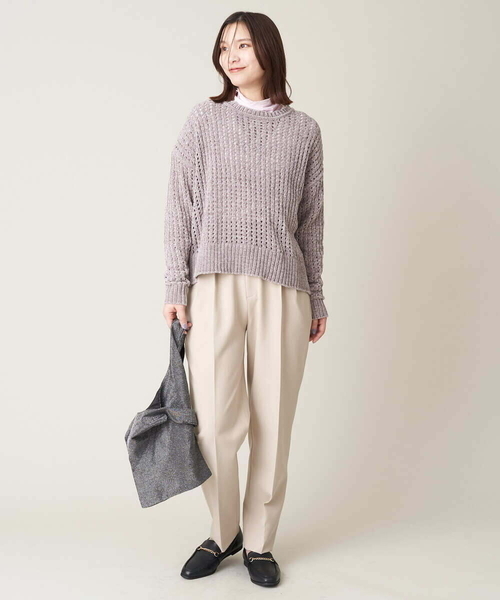 a.v.v(アーヴェヴェ)の「モールヤーンメッシュニット(ニット/セーター・レディース・ライトグレー/クリーム・40/38/36)」の10枚目の写真