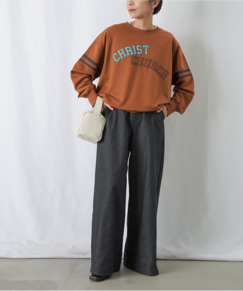 LUCA/LADY LUCK LUCA（ルカ/レディラックルカ）の「LC/LLL 発泡プリントラインスウェット（スウェット・レディース・キャメル/ブラック/グリーン・FREE）」の4枚目の写真