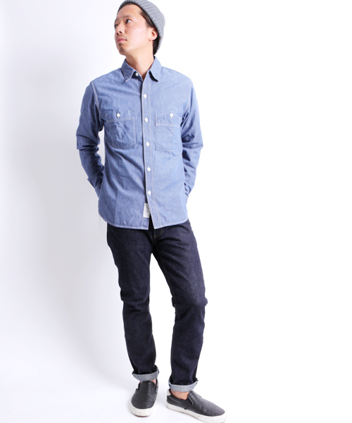 Denime（ドゥニーム）の「SELVEDGE SHAMBLAY SHIRTS/セルヴィッチシャンブレーシャツ（シャツ/ブラウス・メンズ・インディゴブルー・MEDIUM/SMALL/LARGE）」の10枚目の写真