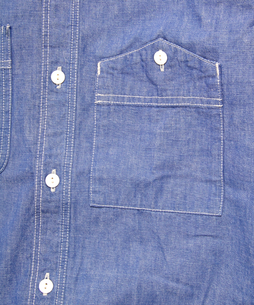 Denime（ドゥニーム）の「SELVEDGE SHAMBLAY SHIRTS/セルヴィッチシャンブレーシャツ（シャツ/ブラウス・メンズ・インディゴブルー・MEDIUM/SMALL/LARGE）」の4枚目の写真