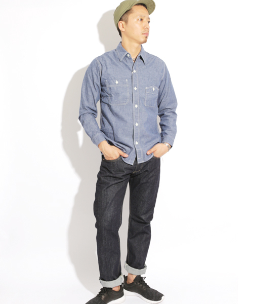 Denime（ドゥニーム）の「SELVEDGE SHAMBLAY SHIRTS/セルヴィッチシャンブレーシャツ（シャツ/ブラウス・メンズ・インディゴブルー・MEDIUM/SMALL/LARGE）」の18枚目の写真
