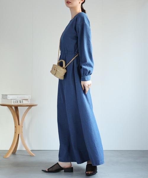 sakishimatokyo（サキシマトーキョー）の「ウエストドロストデザイン デニムワンピース（ワンピース・レディース・ブラック/ライトブルー/ブルー・FREE）」の17枚目の写真