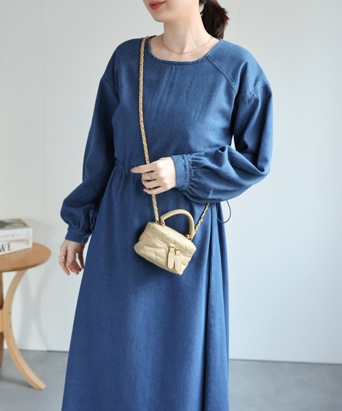 sakishimatokyo（サキシマトーキョー）の「ウエストドロストデザイン デニムワンピース（ワンピース・レディース・ブラック/ライトブルー/ブルー・FREE）」の22枚目の写真