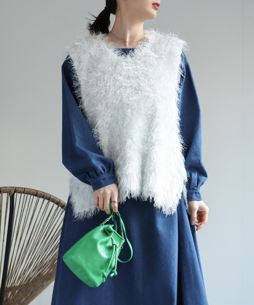 sakishimatokyo（サキシマトーキョー）の「ウエストドロストデザイン デニムワンピース（ワンピース・レディース・ブラック/ライトブルー/ブルー・FREE）」の7枚目の写真