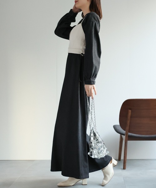 sakishimatokyo（サキシマトーキョー）の「ウエストドロストデザイン デニムワンピース（ワンピース・レディース・ブラック/ライトブルー/ブルー・FREE）」の9枚目の写真