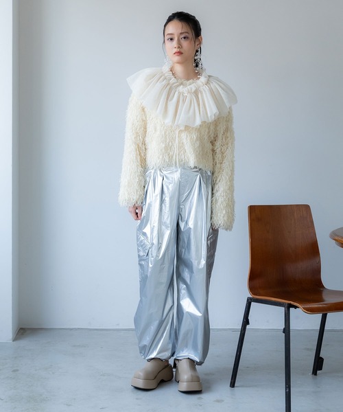 bohmal（ボマール）の「マルチウェイチュールフリルカラー/付け襟（付け襟・レディース・ブラック/アイボリー・MEDIUM）」の3枚目の写真