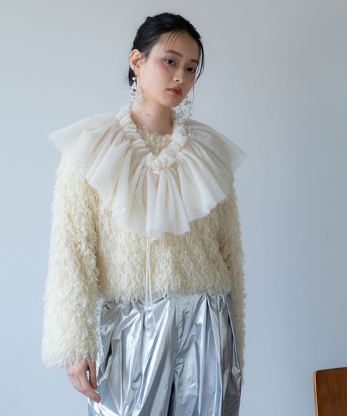 bohmal（ボマール）の「マルチウェイチュールフリルカラー/付け襟（付け襟・レディース・ブラック/アイボリー・MEDIUM）」の5枚目の写真