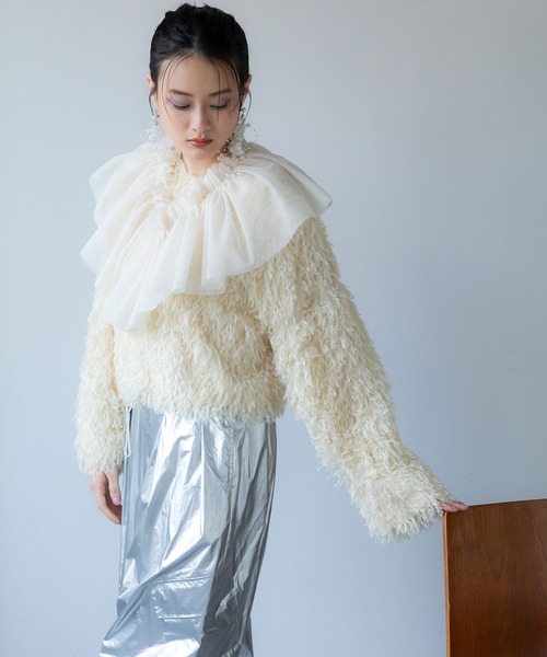 bohmal（ボマール）の「マルチウェイチュールフリルカラー/付け襟（付け襟・レディース・ブラック/アイボリー・MEDIUM）」の8枚目の写真