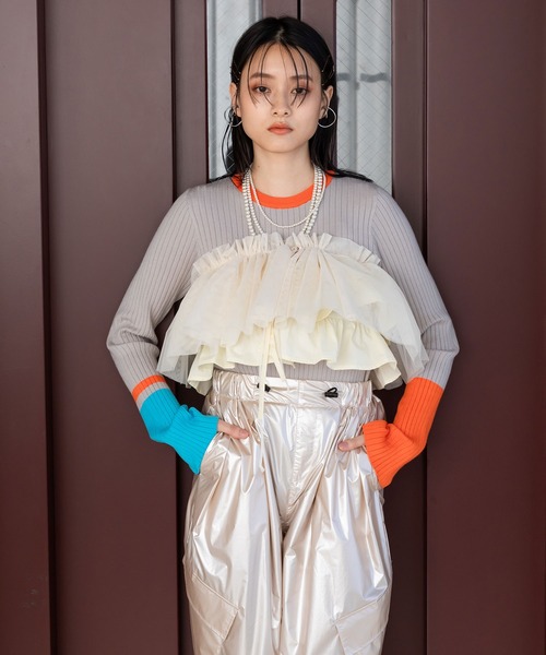 bohmal（ボマール）の「マルチウェイチュールフリルカラー/付け襟（付け襟・レディース・ブラック/アイボリー・MEDIUM）」の15枚目の写真