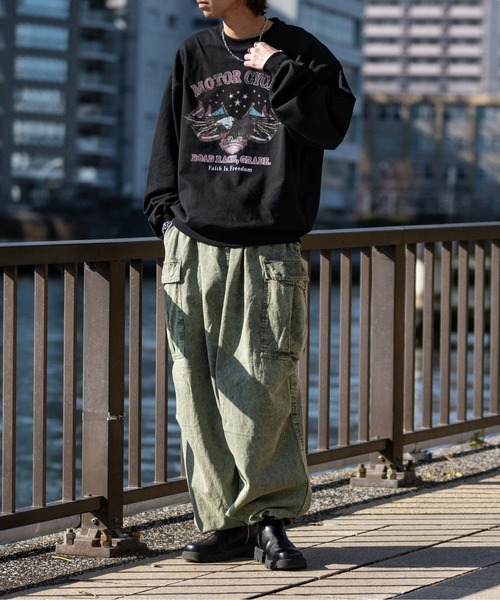 JOHN'S CLOSET(ジョンズクローゼット)の「【i】綿ツイル EXTRA-WIDE ピグメントカーゴパンツ(カーゴパンツ・メンズ・ブラック/カーキ・MEDIUM/X-LARGE/LARGE)」の8枚目の写真