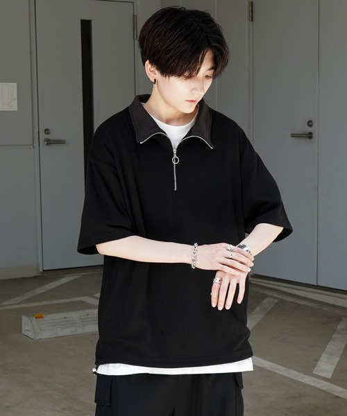 Confirm（コンファーム）の「25SS ナチュラルドレープ とろみポンチ ルーズシルエット ドロスト ハーフジップ半袖Tシャツ カットソー ユニセックス【Confirm】（Tシャツ/カットソー・メンズ・ホワイト/ミント/グレー/チャコールグレー/サックスブルー/ブラック/ホワイト系その他/グレー系その他・XL/M/L）」の19枚目の写真