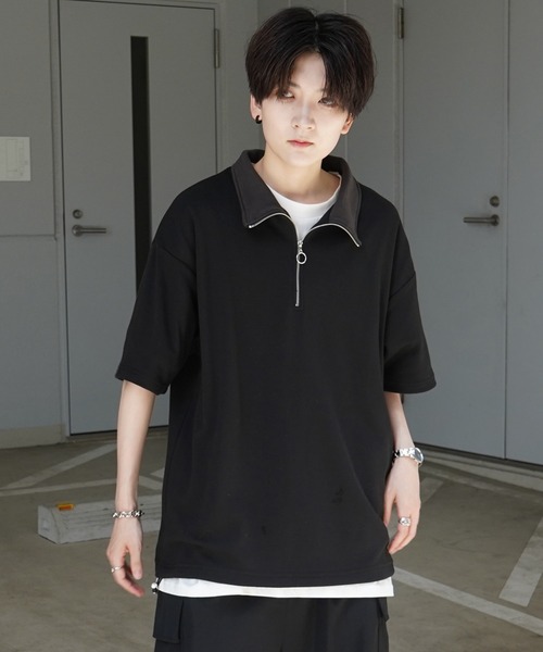 Confirm（コンファーム）の「25SS ナチュラルドレープ とろみポンチ ルーズシルエット ドロスト ハーフジップ半袖Tシャツ カットソー ユニセックス【Confirm】（Tシャツ/カットソー・メンズ・ホワイト/ミント/グレー/チャコールグレー/サックスブルー/ブラック/ホワイト系その他/グレー系その他・XL/M/L）」の20枚目の写真