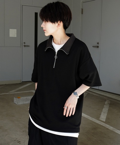 Confirm（コンファーム）の「25SS ナチュラルドレープ とろみポンチ ルーズシルエット ドロスト ハーフジップ半袖Tシャツ カットソー ユニセックス【Confirm】（Tシャツ/カットソー・メンズ・ホワイト/ミント/グレー/チャコールグレー/サックスブルー/ブラック/ホワイト系その他/グレー系その他・XL/M/L）」の22枚目の写真