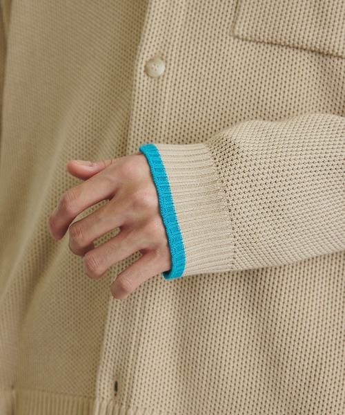 PUBLIC TOKYO（パブリックトウキョウ）の「ニットポロカーディガン（カーディガン/ボレロ・メンズ・ブルー/ベージュ・1/2）」の6枚目の写真