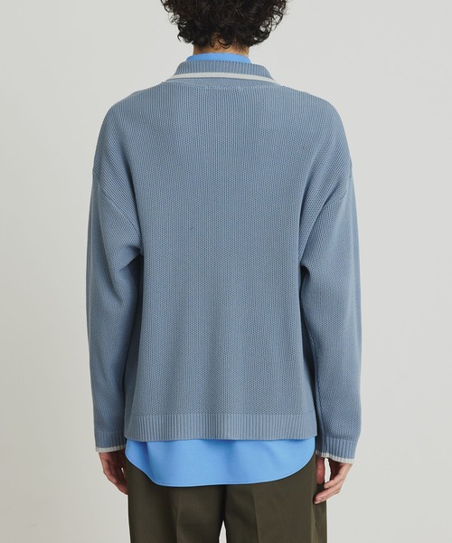 PUBLIC TOKYO（パブリックトウキョウ）の「ニットポロカーディガン（カーディガン/ボレロ・メンズ・ブルー/ベージュ・1/2）」の10枚目の写真