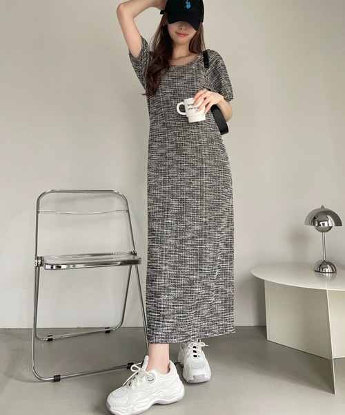 Ada.(エイダ)の「カットツイード パフスリーブ スクエアネック ワンピース(ワンピース・レディース・ブラック/ベージュ/ライトグレー/ホワイト・M/S/L)」の19枚目の写真