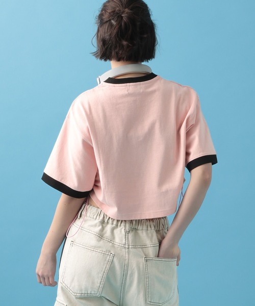 PBLIM（ページボーイリム）の「PBLIM/サイドギャザーチビT（Tシャツ/カットソー・レディース・グレー/ピンク・FREE）」の13枚目の写真