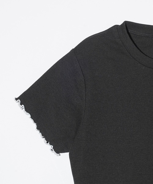 X-girl（エックスガール）の「CURSIVE LOGO COMPACT TOP（Tシャツ/カットソー・レディース・ブラック/オリーブ/ホワイト・S/M）」の7枚目の写真