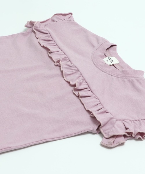 chil2(チルツー)の「肩フリル Tシャツ(Tシャツ/カットソー・キッズ・ラベンダー/ブラック/ライトグリーン/ホワイト・90cm/100cm/110cm/120cm/130cm/140cm/150cm)」の6枚目の写真