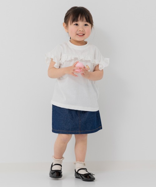 chil2(チルツー)の「肩フリル Tシャツ(Tシャツ/カットソー・キッズ・ラベンダー/ブラック/ライトグリーン/ホワイト・90cm/100cm/110cm/120cm/130cm/140cm/150cm)」の15枚目の写真