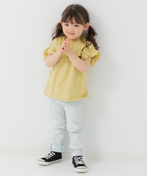chil2(チルツー)の「肩フリル Tシャツ(Tシャツ/カットソー・キッズ・ラベンダー/ブラック/ライトグリーン/ホワイト・90cm/100cm/110cm/120cm/130cm/140cm/150cm)」の21枚目の写真