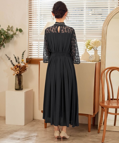 ♥新品 リルア 結婚式 お呼ばれ 二次会 オシャレ シフォンスリーブロンパース GIRL DRESS FOR NOW ドレス シフォンシャーリングハイネック