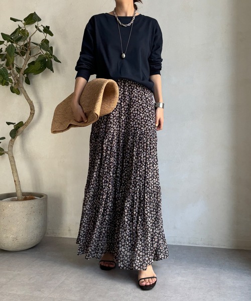 DouDou(ドゥドゥ)の「コットンロンTEE(Tシャツ/カットソー・レディース・ピンク/オフホワイト/チャコールグレー/サックスブルー/ネイビー・FREE)」の6枚目の写真