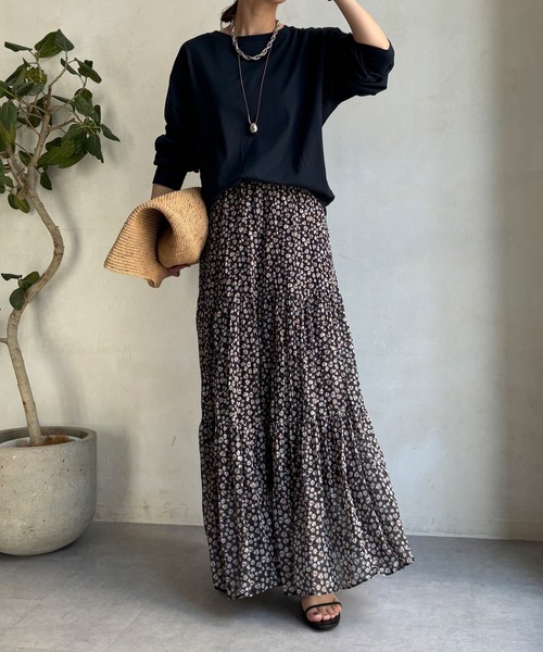 DouDou(ドゥドゥ)の「コットンロンTEE(Tシャツ/カットソー・レディース・ピンク/オフホワイト/チャコールグレー/サックスブルー/ネイビー・FREE)」の7枚目の写真