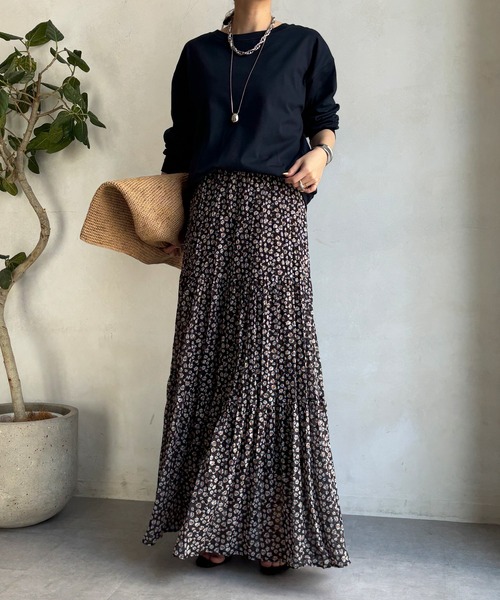 DouDou(ドゥドゥ)の「コットンロンTEE(Tシャツ/カットソー・レディース・ピンク/オフホワイト/チャコールグレー/サックスブルー/ネイビー・FREE)」の8枚目の写真