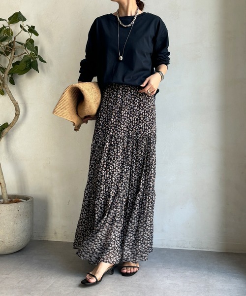 DouDou(ドゥドゥ)の「コットンロンTEE(Tシャツ/カットソー・レディース・ピンク/オフホワイト/チャコールグレー/サックスブルー/ネイビー・FREE)」の9枚目の写真