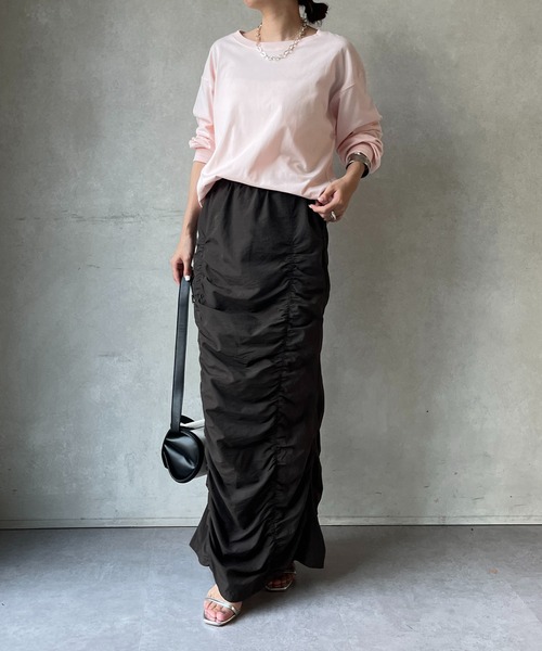 DouDou(ドゥドゥ)の「コットンロンTEE(Tシャツ/カットソー・レディース・ピンク/オフホワイト/チャコールグレー/サックスブルー/ネイビー・FREE)」の17枚目の写真