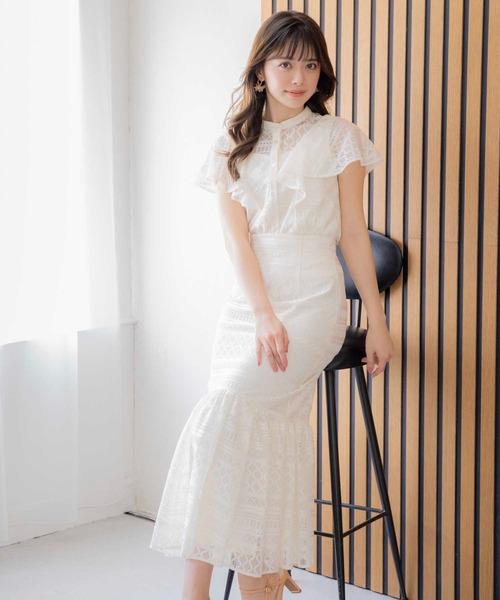 NOELA(ノエラ)の「ラメレースフレアブラウス(シャツ/ブラウス・レディース・ライトグリーン/ブラック/オフホワイト/ブルー・フリー)」の14枚目の写真