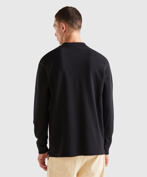 BENETTON (UNITED COLORS OF BENETTON)(ベネトンユナイテッドカラーズオブベネトン)の「レギュラーフィット長袖ポロシャツ(ポロシャツ・メンズ・ネイビー/ブラック・SMALL/MEDIUM/LARGE)」の4枚目の写真