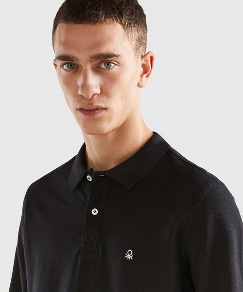 BENETTON (UNITED COLORS OF BENETTON)(ベネトンユナイテッドカラーズオブベネトン)の「レギュラーフィット長袖ポロシャツ(ポロシャツ・メンズ・ネイビー/ブラック・SMALL/MEDIUM/LARGE)」の6枚目の写真