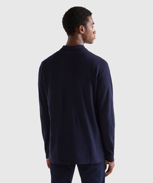 BENETTON (UNITED COLORS OF BENETTON)(ベネトンユナイテッドカラーズオブベネトン)の「レギュラーフィット長袖ポロシャツ(ポロシャツ・メンズ・ネイビー/ブラック・SMALL/MEDIUM/LARGE)」の9枚目の写真