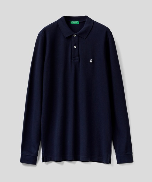 BENETTON (UNITED COLORS OF BENETTON)(ベネトンユナイテッドカラーズオブベネトン)の「レギュラーフィット長袖ポロシャツ(ポロシャツ・メンズ・ネイビー/ブラック・SMALL/MEDIUM/LARGE)」の11枚目の写真