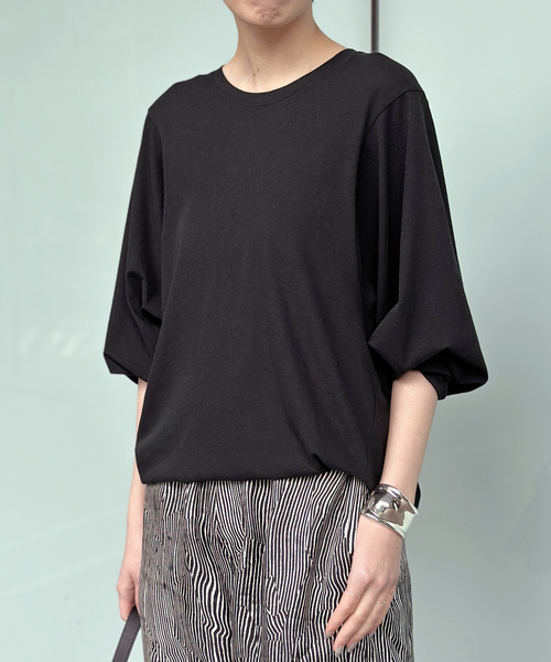AP STUDIO ワイドスリーブTシャツ 黒 セール】ワイドスリーブTシャツ（Tシャツ/カットソー）｜AP