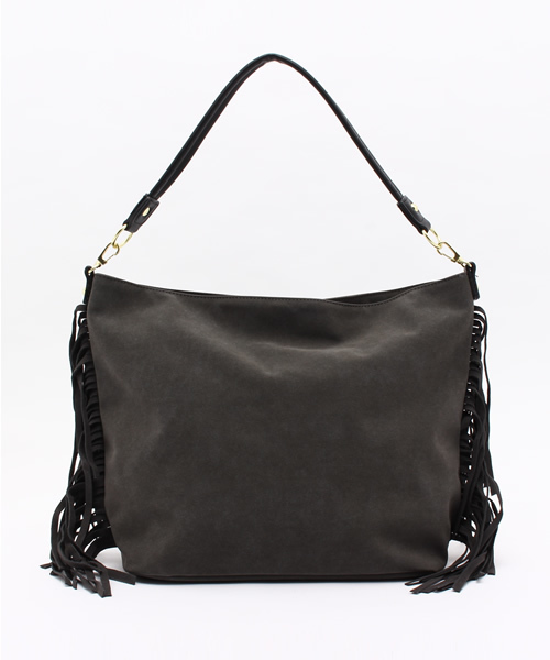 Every very nice claup(エブリィベリーナイスクラップ)の「【Every very nice claup】スエードフリンジショルダーバッグ(ショルダーバッグ・レディース・キャメル/ライトグレー/ブラック・FREE)」の2枚目の写真