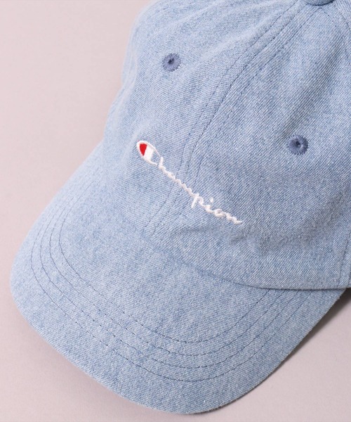 Champion（チャンピオン）の「(LF)【Champion】【キッズ】コットン ツイル & デニム ブランドロゴ 刺繍 キャップ（キャップ・キッズ・ダークインディゴブルー/ライトインディゴブルー/ネイビー/ラベンダー/ミント/ベージュ/ブラック/ライトピンク/グレイッシュブルー/オフホワイト・FREE）」の7枚目の写真